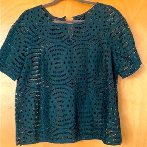 Ann Taylor lace short sleeve blouse